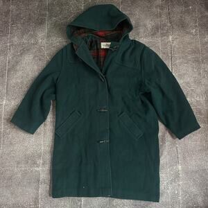 Men's Vintage 90's L.L Bean Forest Green Lined Toggle Duffle Coat Jacket Sz L
